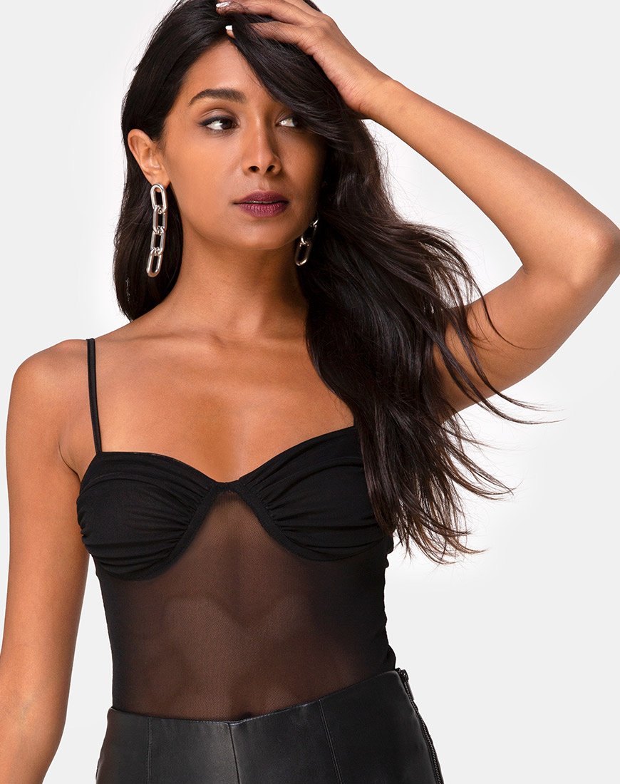 Jelita Sheer Bodice in zwart net