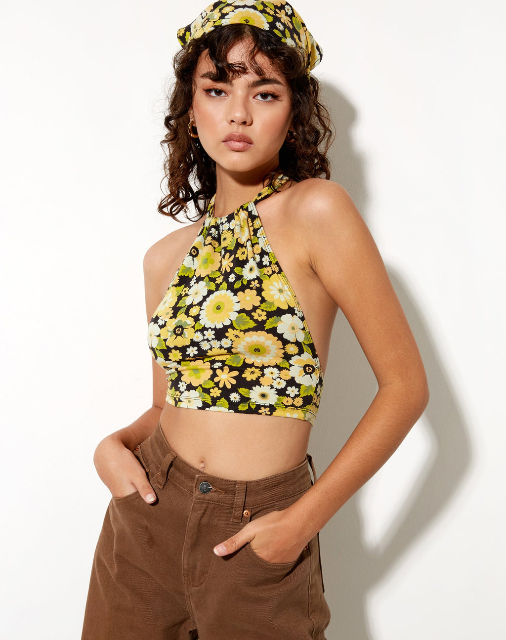 Jica Crop Top in Retro Bloemen