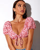 Afbeelding van Jiha Crop Top in Ditsy Butterfly Perzik en Rood