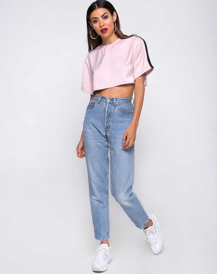 Afbeelding van Jiho Crop Top in Blush met Zwarte Streep