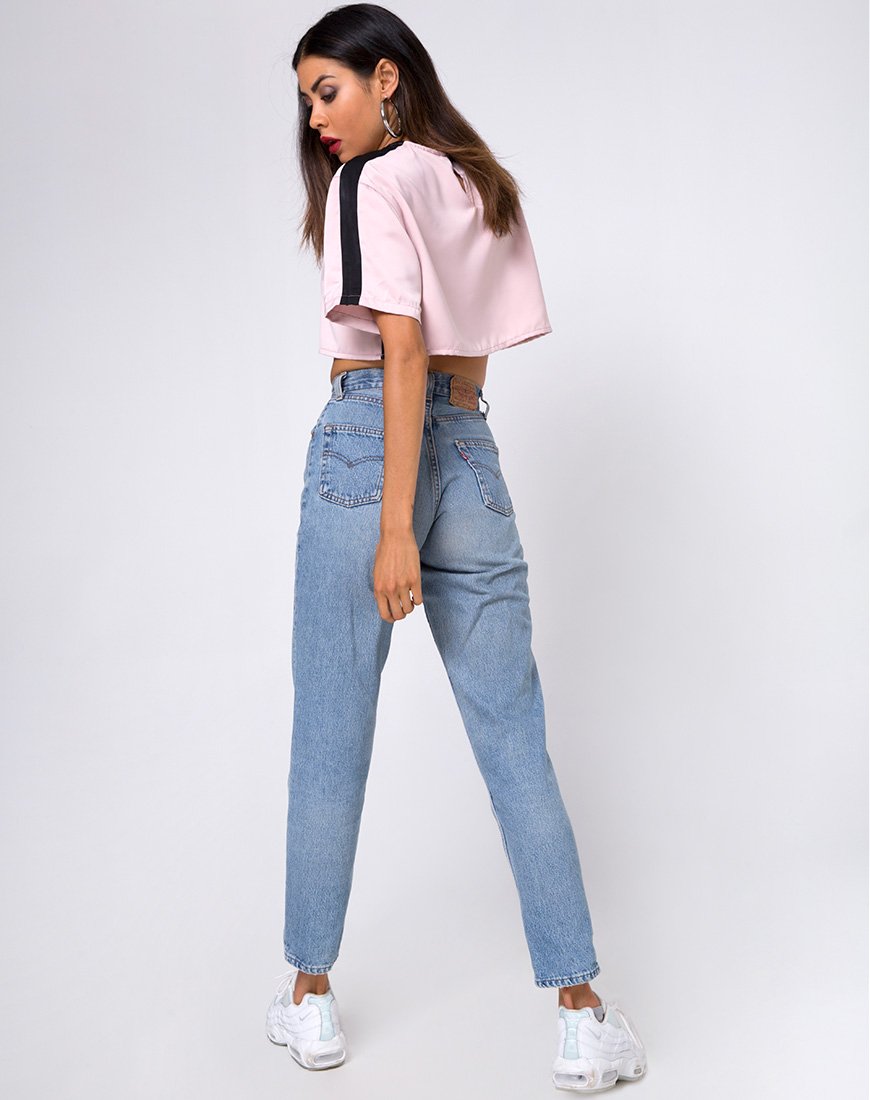 Afbeelding van Jiho Crop Top in Blush met Zwarte Streep