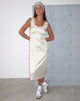 Afbeelding van Jinora Midi Dress in Satijn Vintage Rozenkrans
