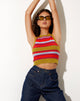Afbeelding van Jiony Vest Top in Stripe Palm Oranje Paars en Blauw