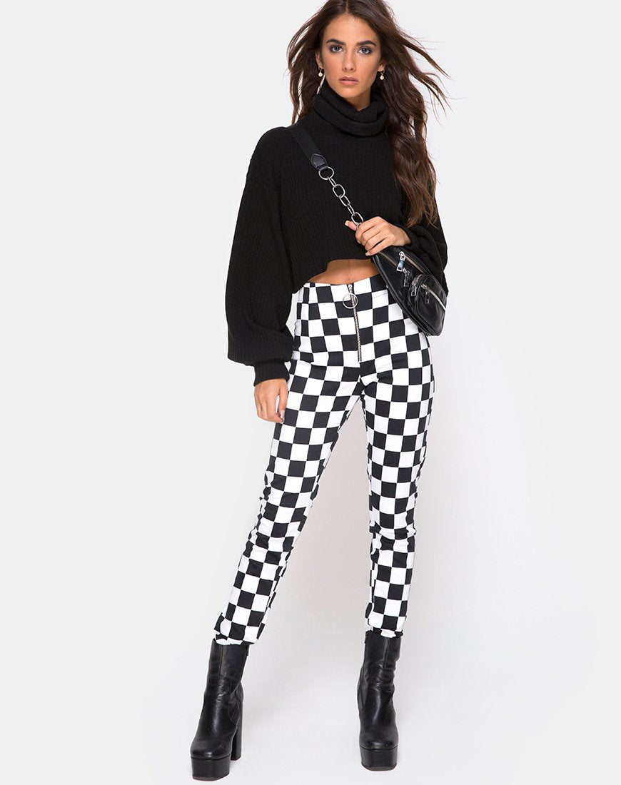Jolim Broek in Ruitjesbord Medium Z/W