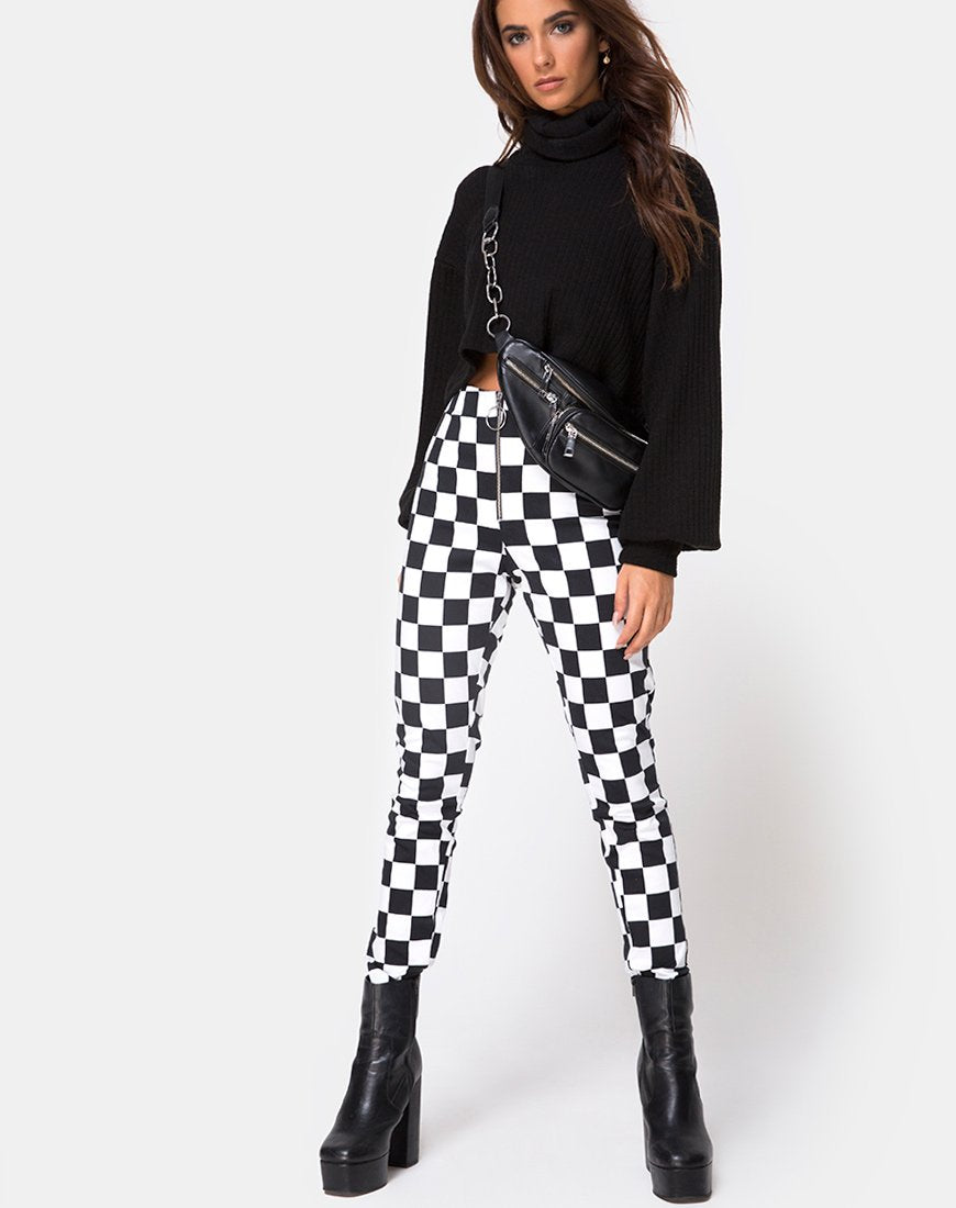 Afbeelding van Jolim Broek in Ruitjesbord Medium Z/W