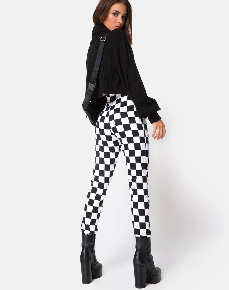 Afbeelding van Jolim Broek in Ruitjesbord Medium Z/W