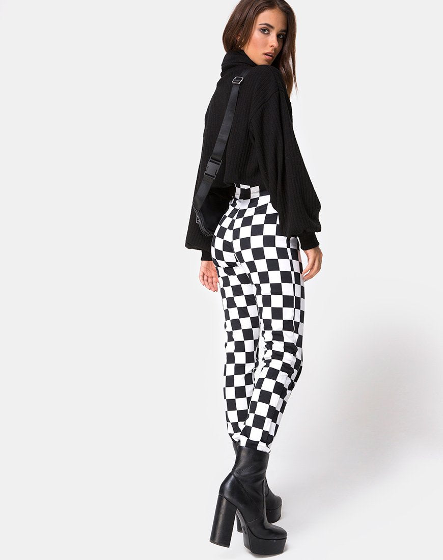 Afbeelding van Jolim Broek in Ruitjesbord Medium Z/W