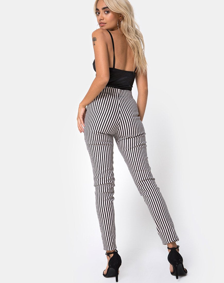 Jolim broek in ministreep zwart en naakt