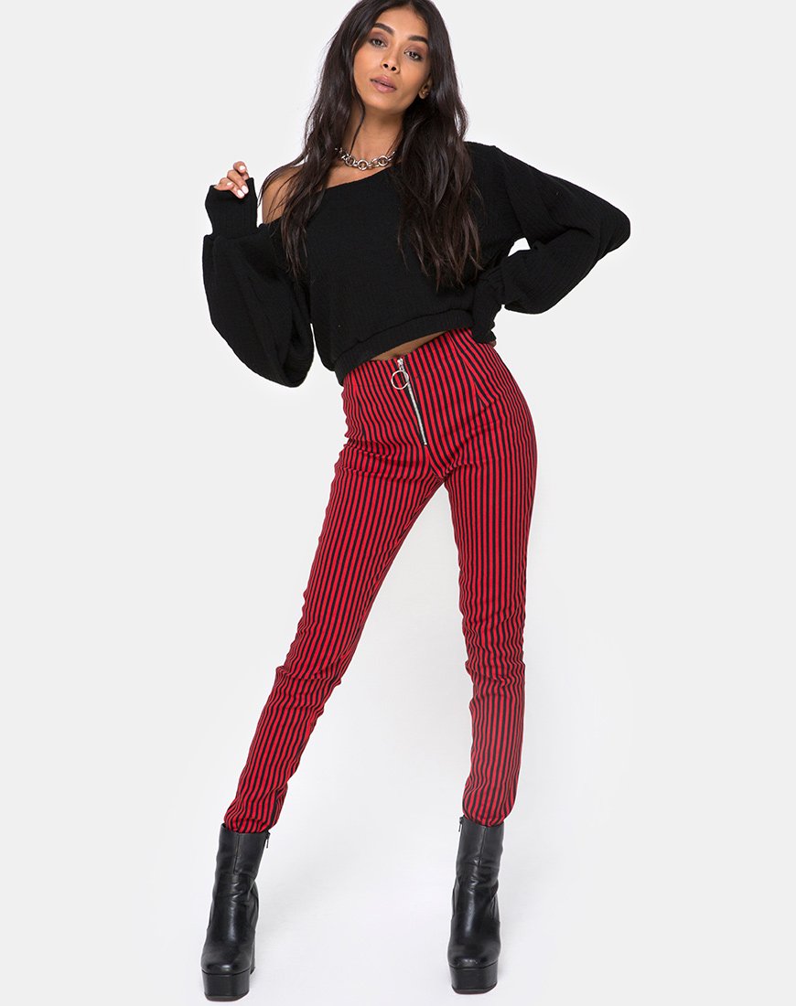 Jolim broek in ministreep rood en zwart