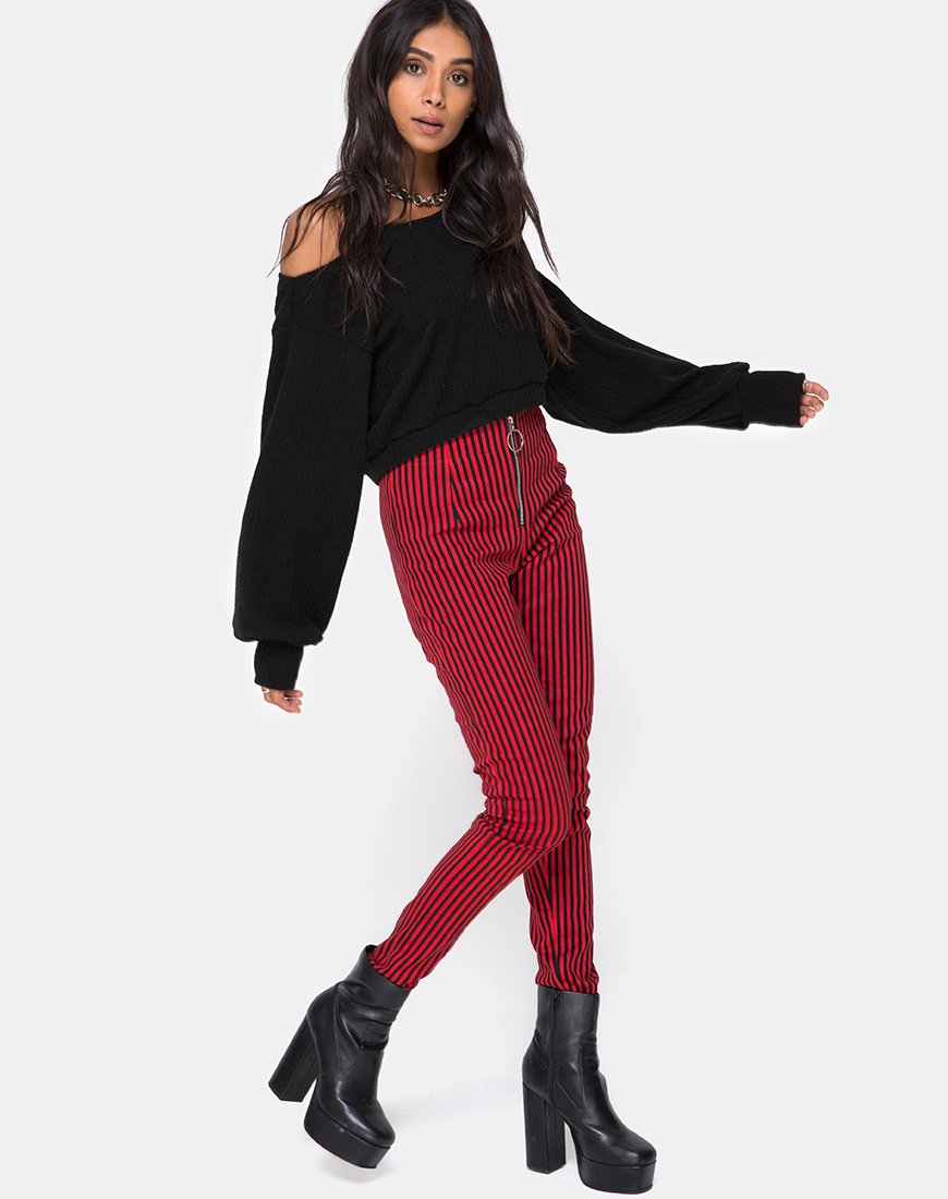 Afbeelding van Jolim broek in ministreep rood en zwart