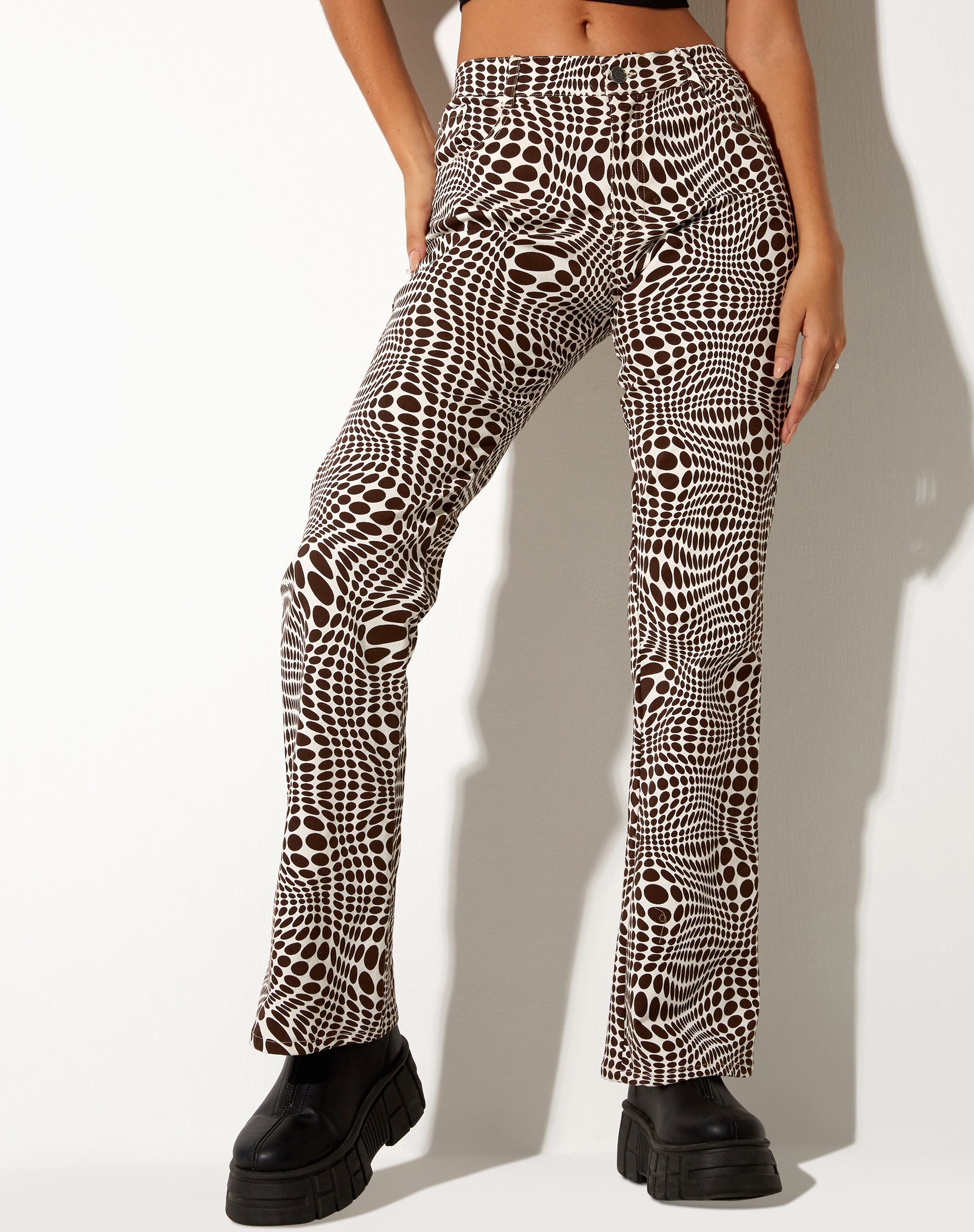 Afbeelding van Jopan Flare Broek in Optic Polka