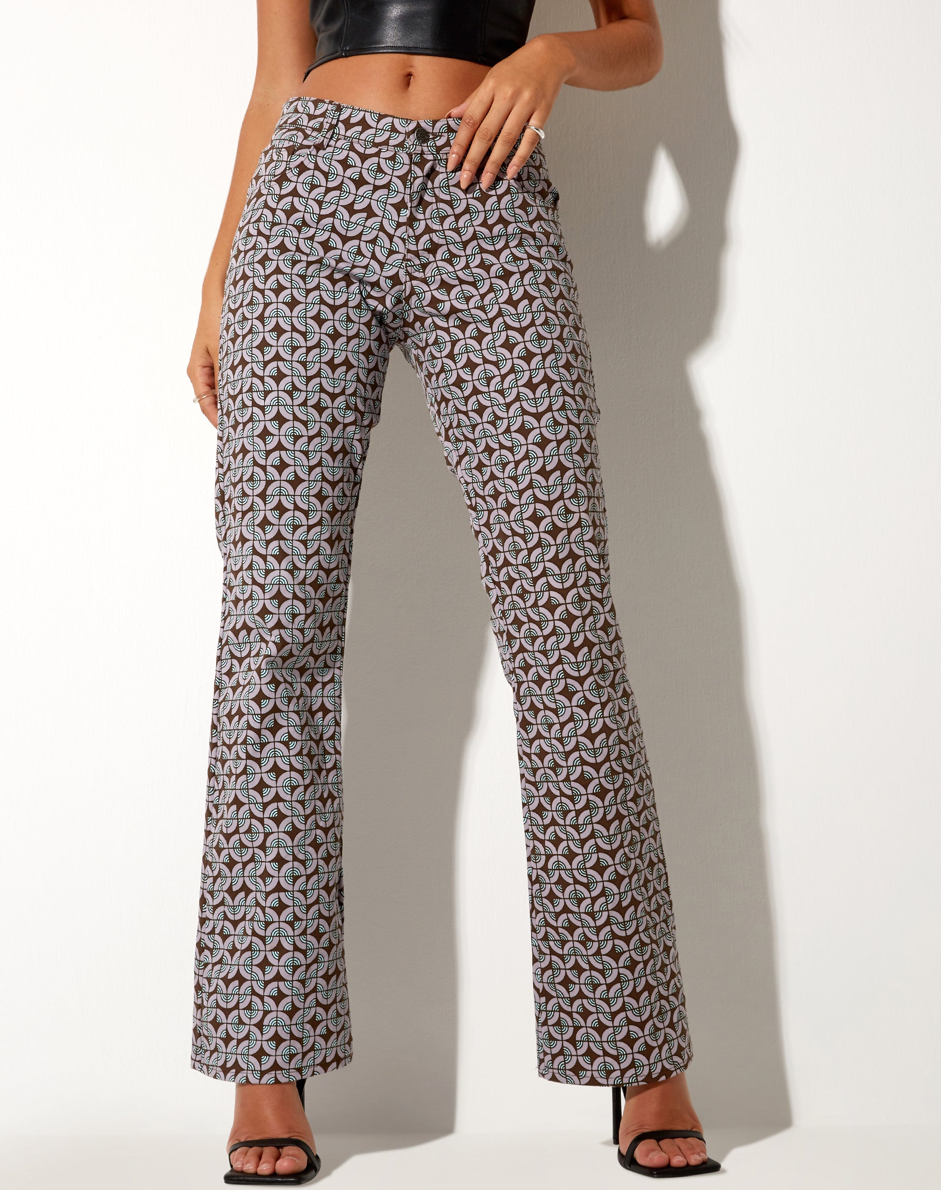 Afbeelding van Jopan Flare Broek in Retro Tegel