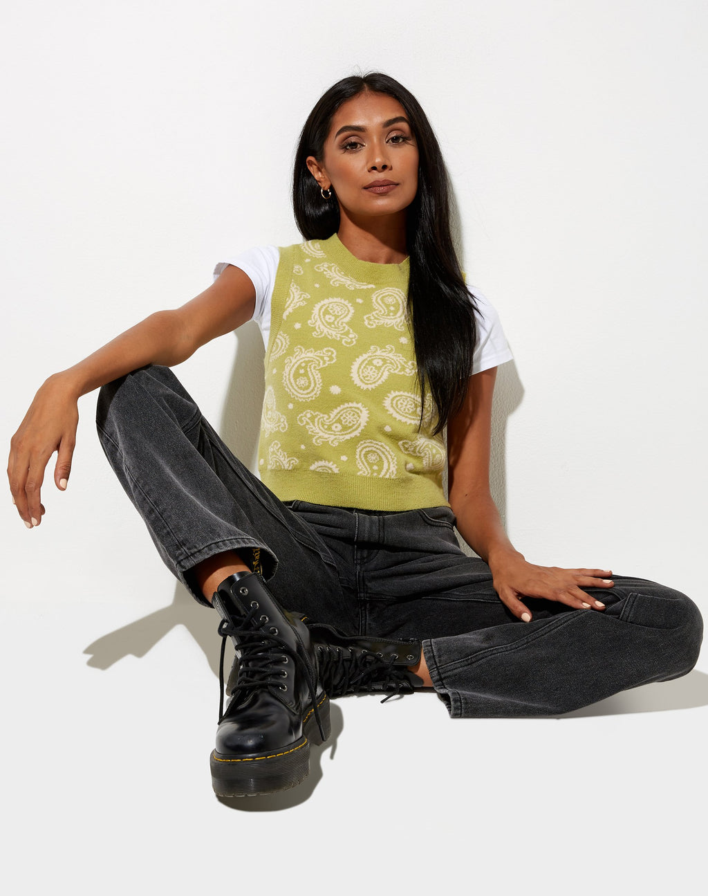 Joris Vest Top in gebreide Persian Night Sage