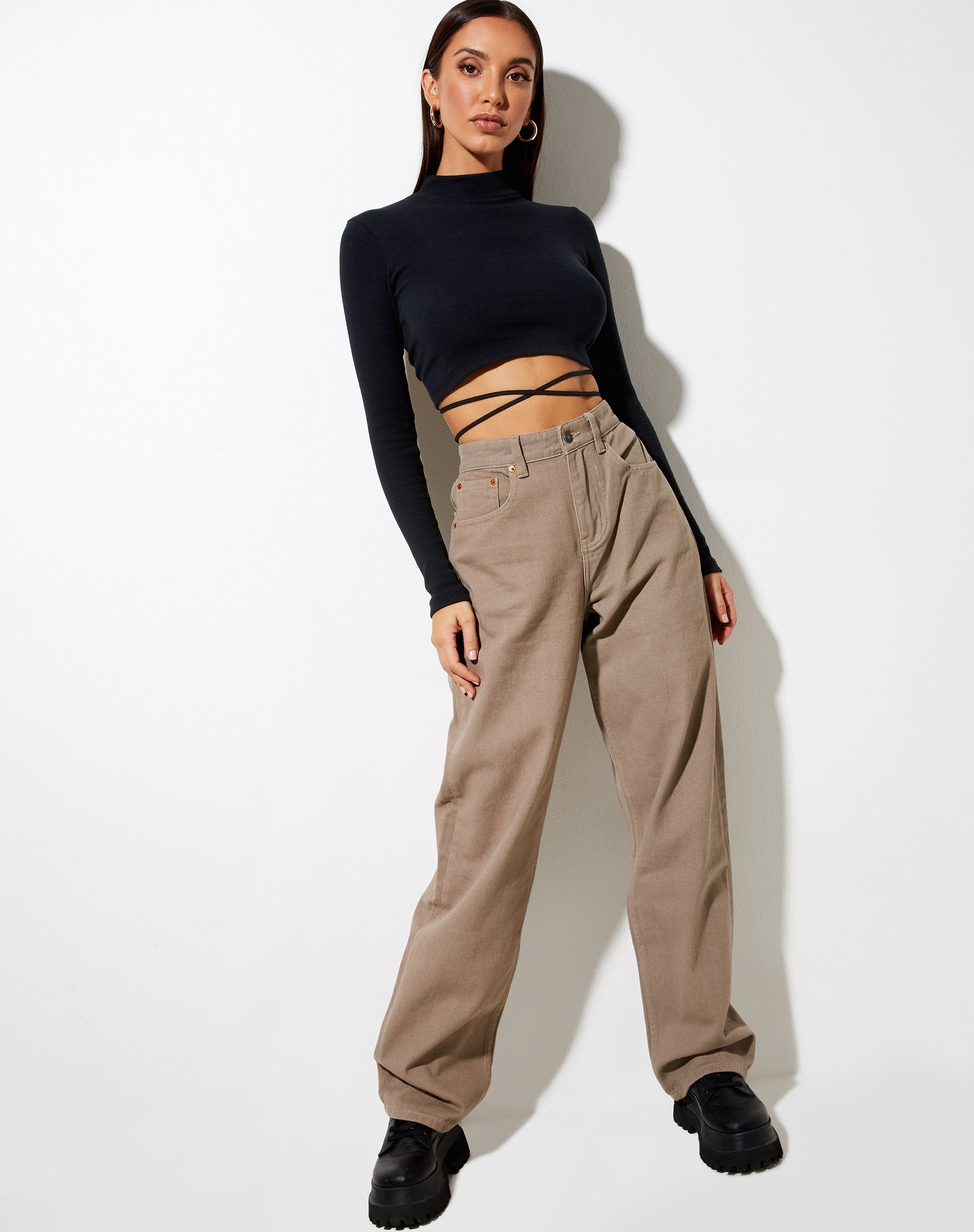 Afbeelding van Jorja Crop Top in Rib Zwart