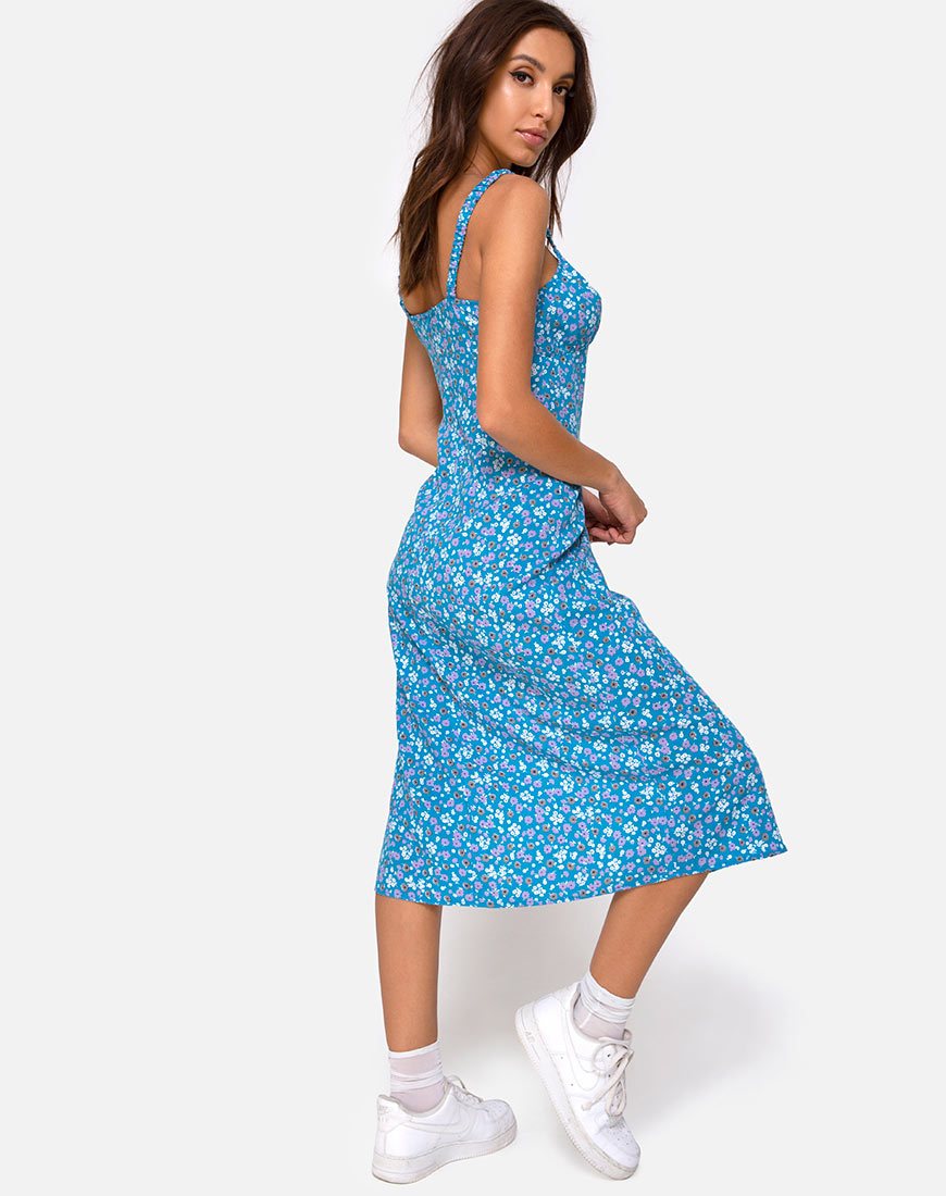 Afbeelding van Jova Midi Dress in Bloom Baby Blue
