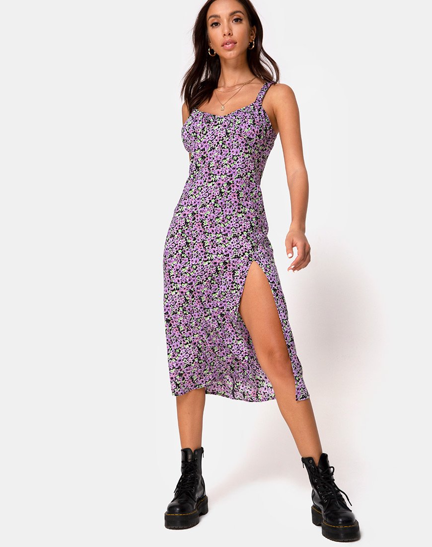 Jova Midi Dress in Lila Bloesem