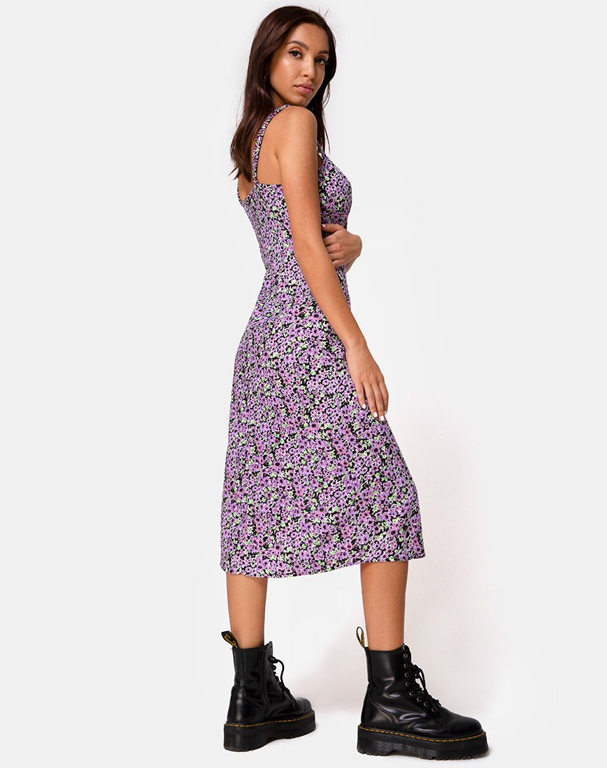 Jova Midi Dress in Lila Bloesem