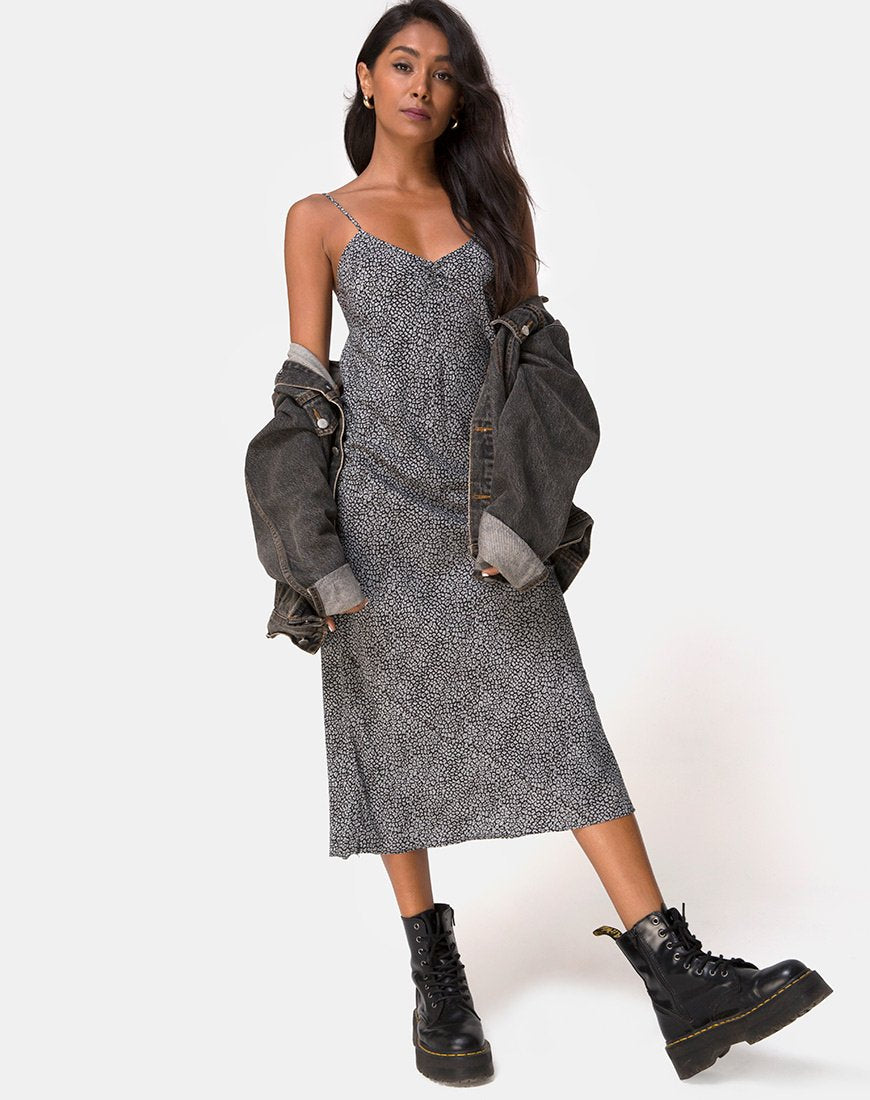 Julia Jurk in Ditsy Luipaard Grijs