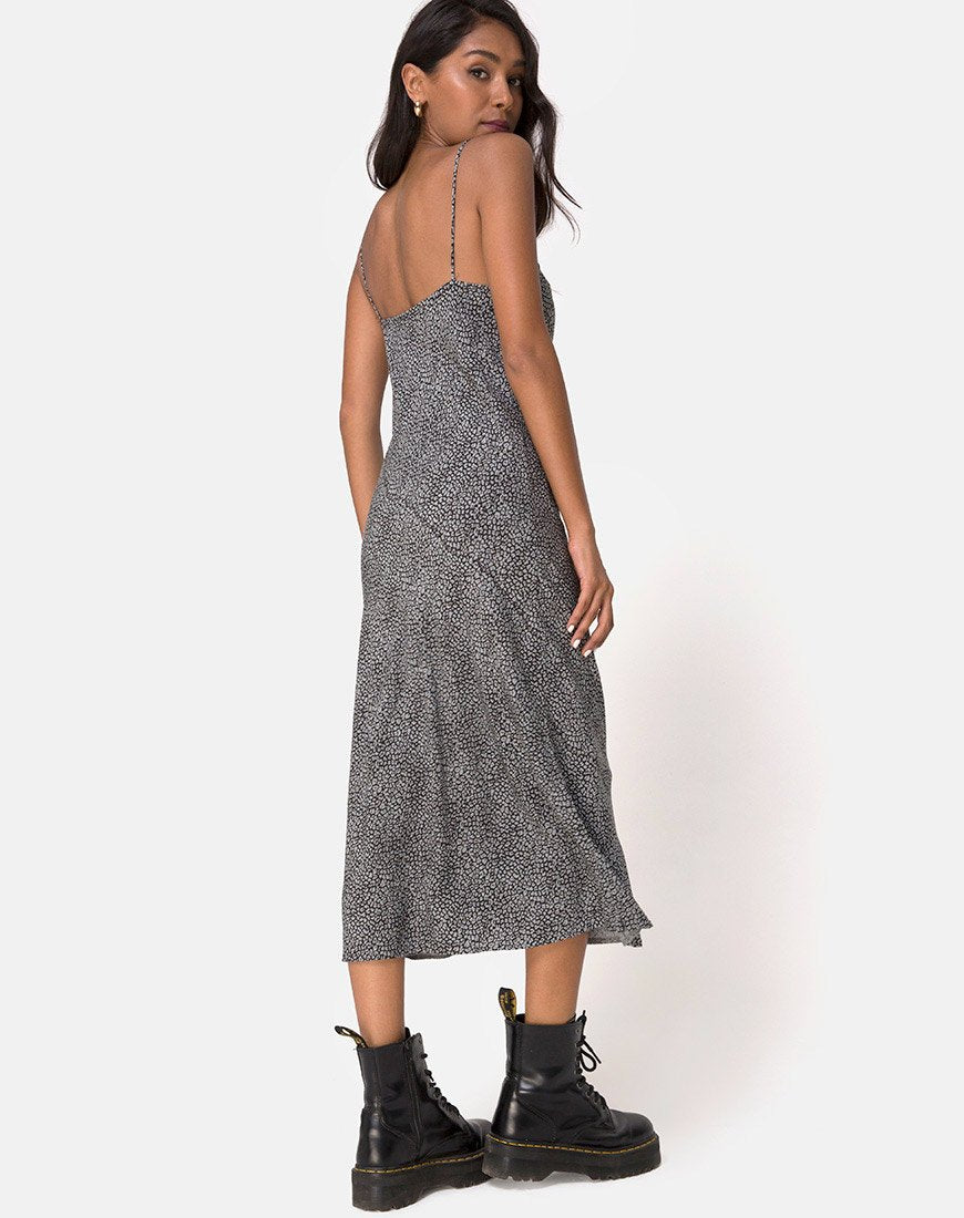 Julia Jurk in Ditsy Luipaard Grijs