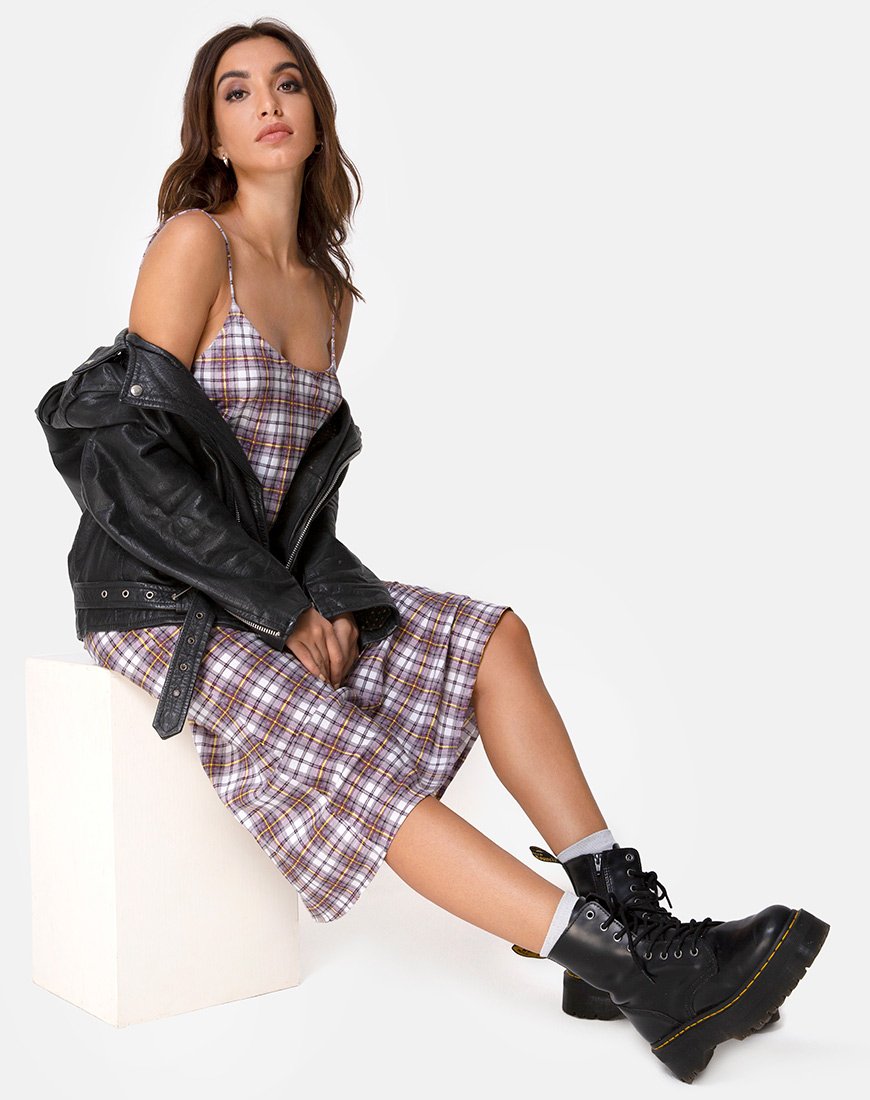 Julia Maxi Dress in Grunge Check paars