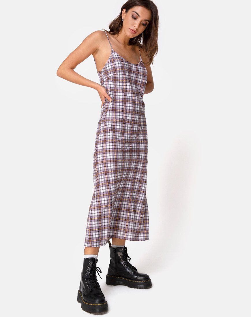 Afbeelding van Julia Maxi Dress in Grunge Check Purple
