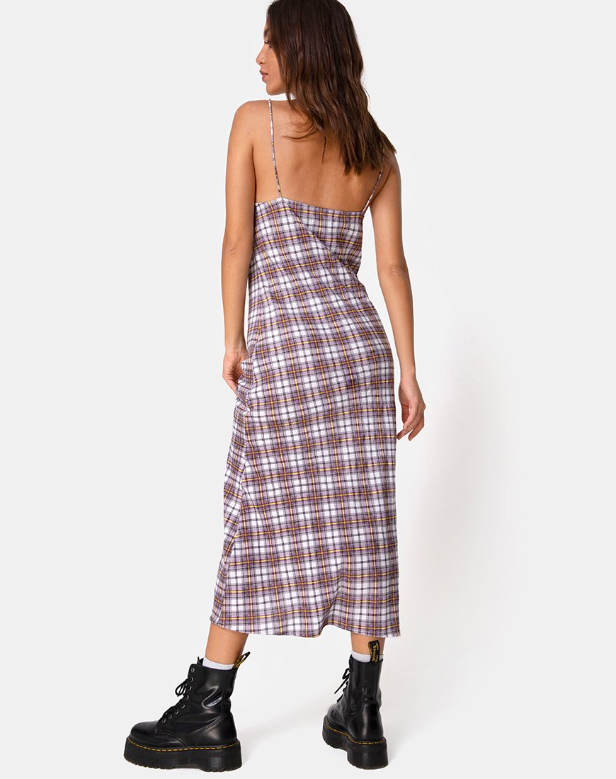 Afbeelding van Julia Maxi Dress in Grunge Check Purple