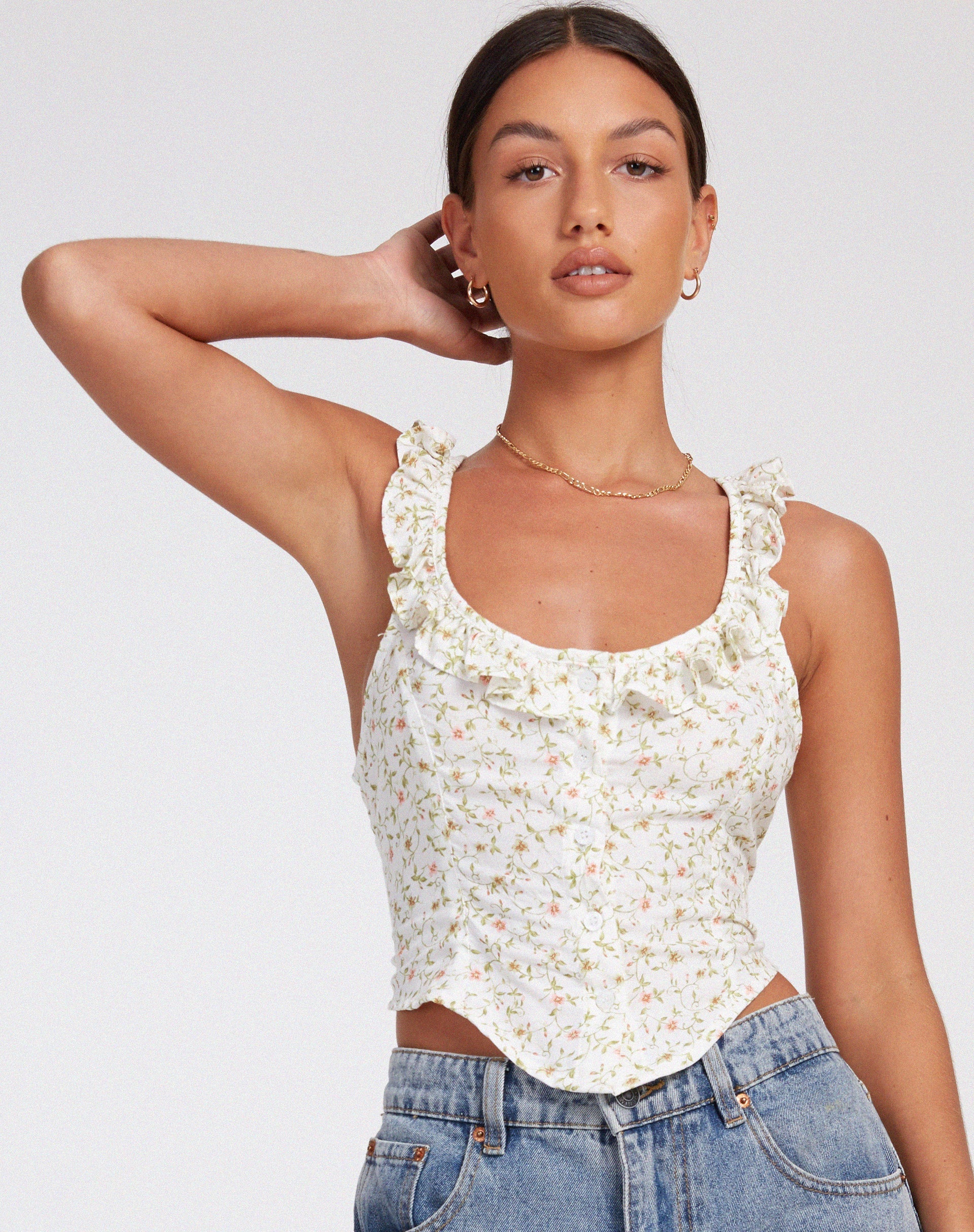 Afbeelding van Julka Cami Top in Pretty Petal Ivory