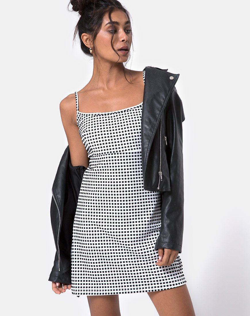 Junice Jurk in Gingham Ivoor Zwart