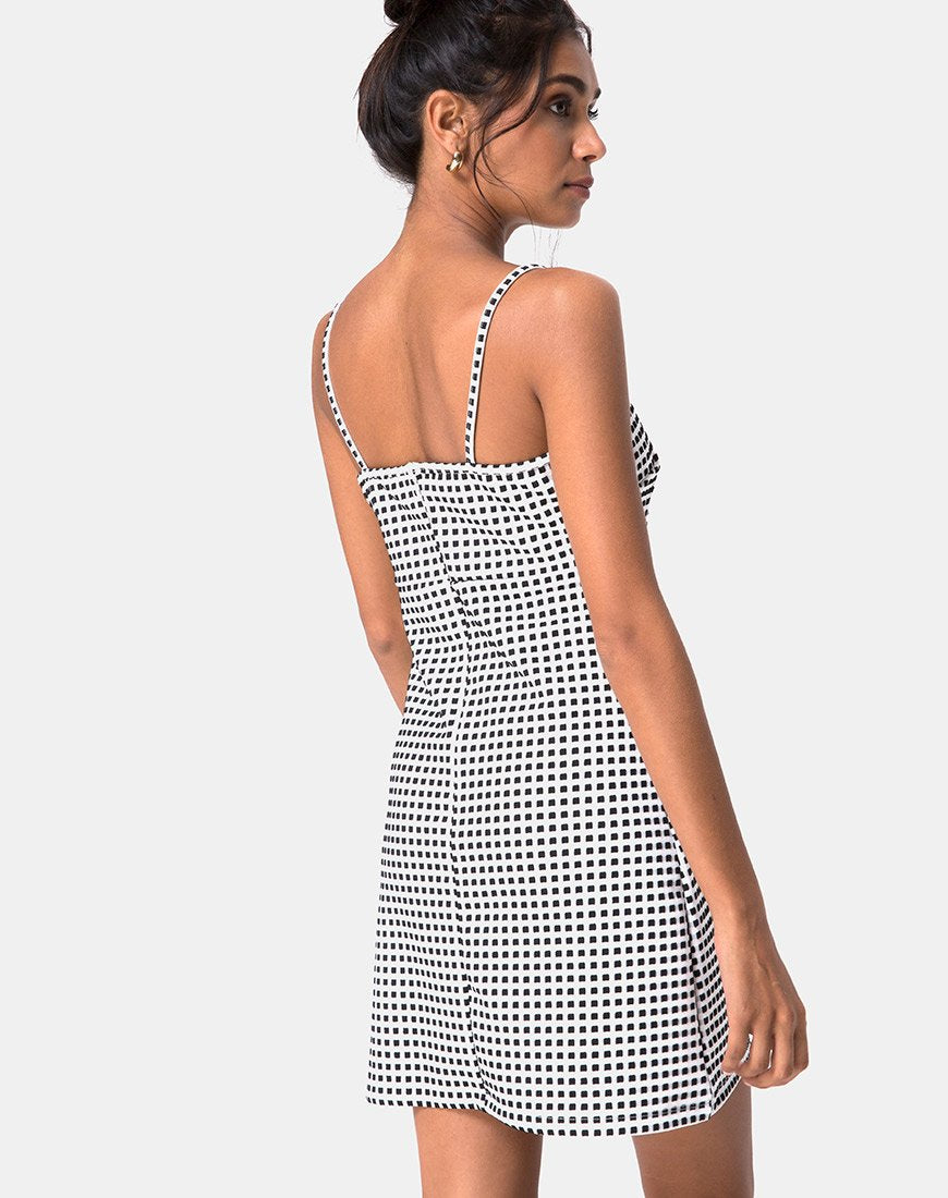 Junice Jurk in Gingham Ivoor Zwart
