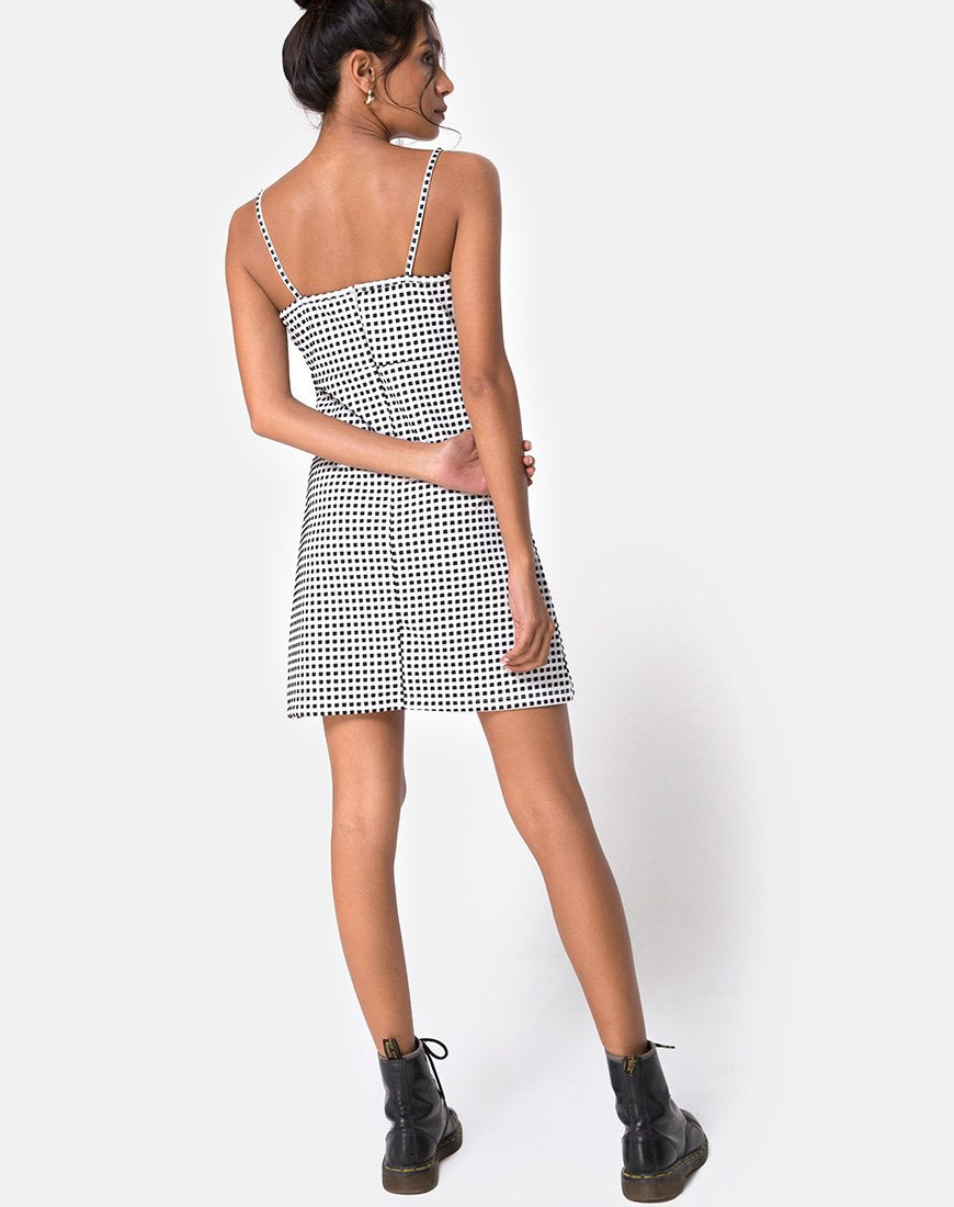 Afbeelding van Junice Jurk in Gingham Ivoor Zwart