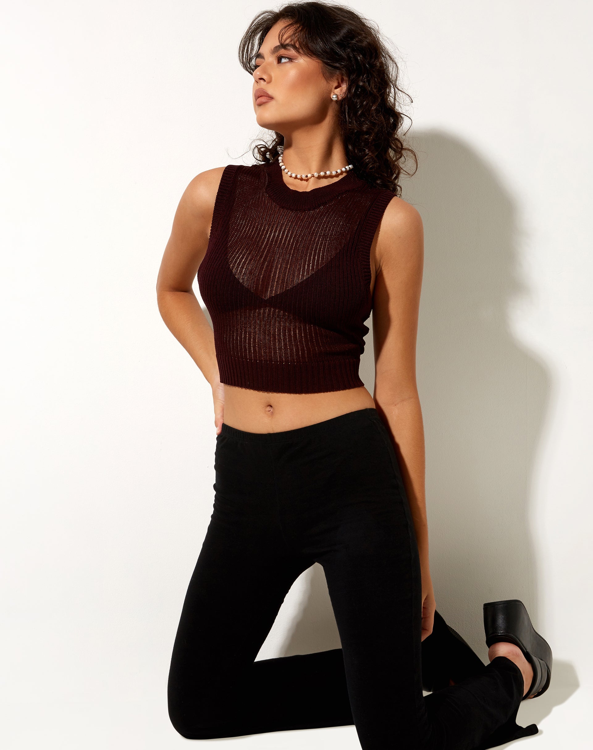 Afbeelding van Juniper Vest Top in Knit Bittere Chocolade