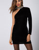 Afbeelding van Kaido One Shoulder Bodycon Dress in Fluweel Diamond Black