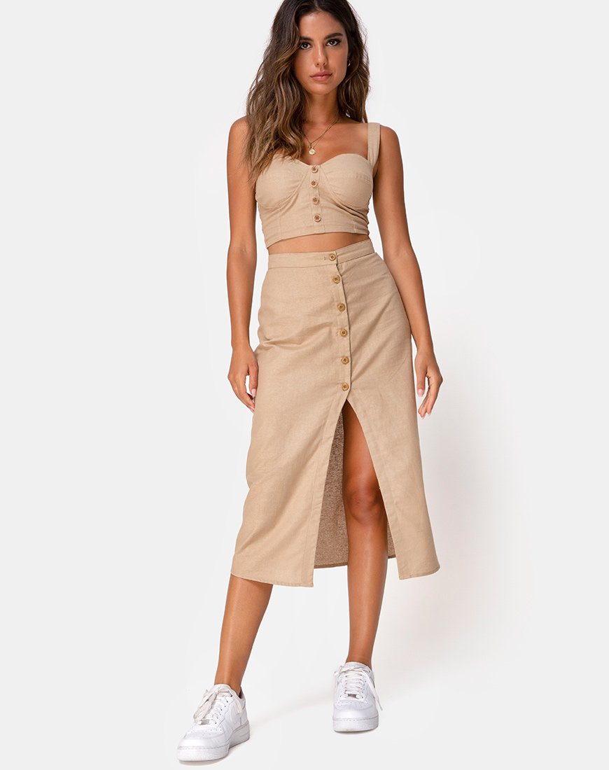 Kaisa Midi rok in Taupe