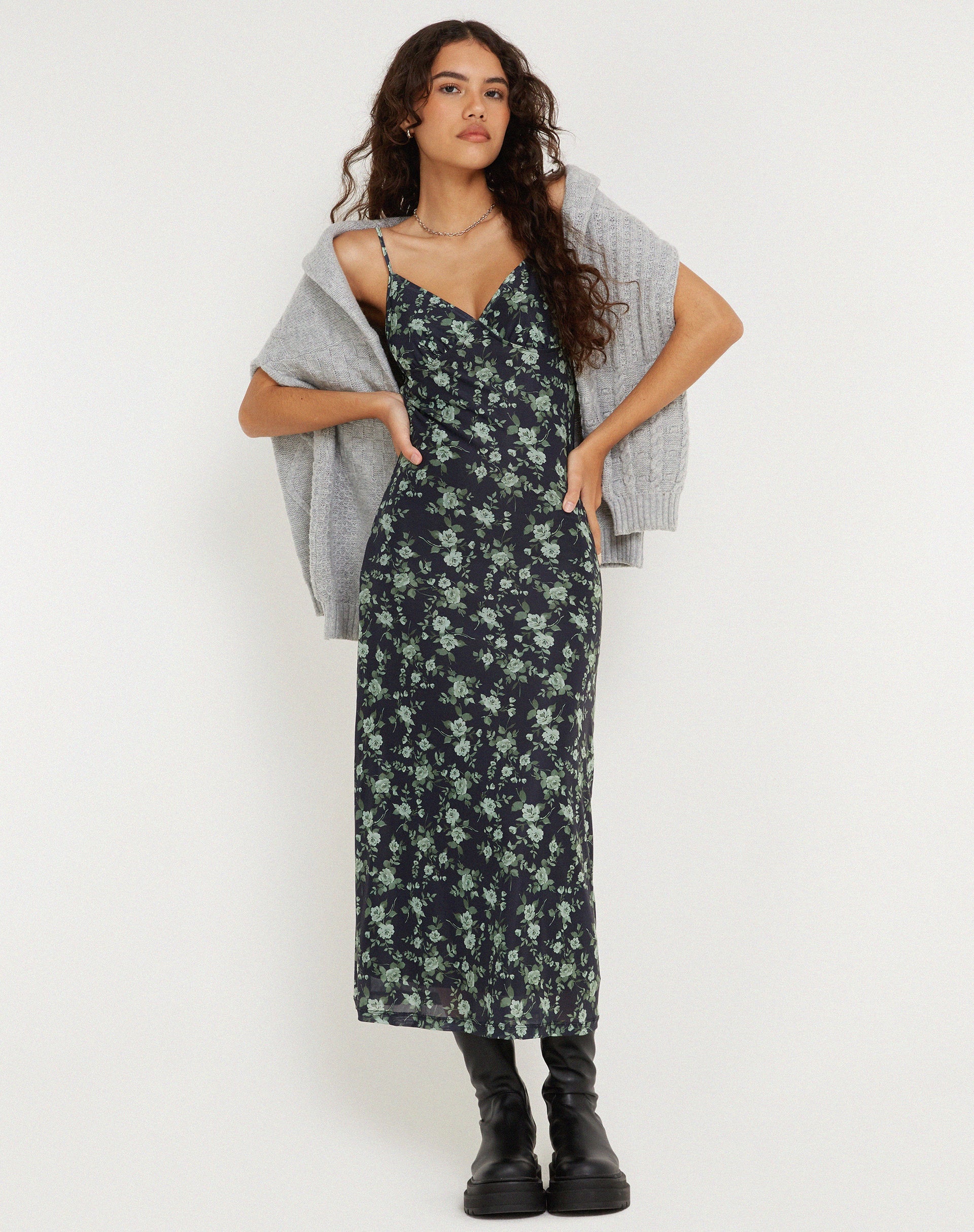 Afbeelding van Kalana Maxi Dress in Mooi Bloemig Groen