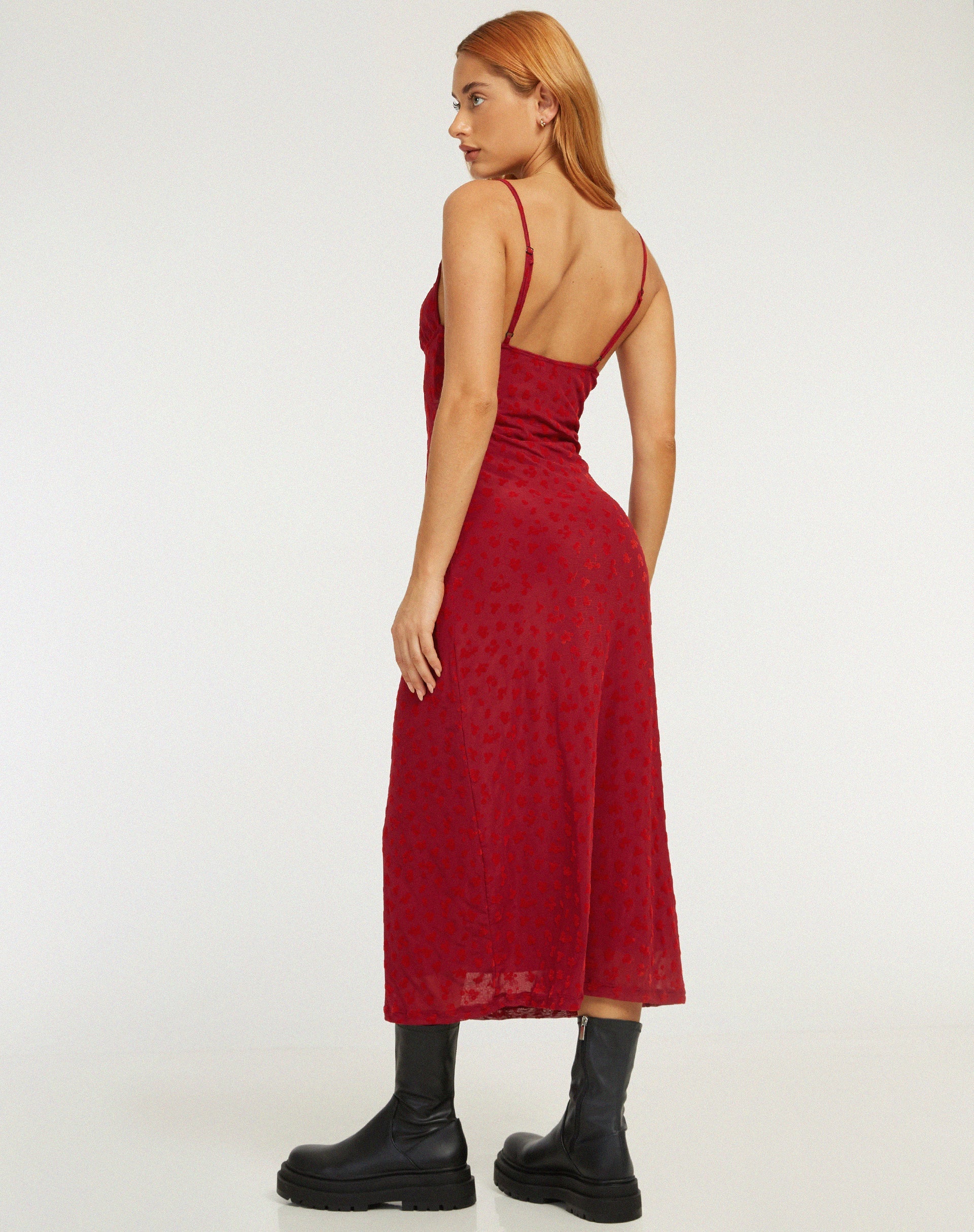 Afbeelding van Kalana Maxi Dress in Red Flock Mesh