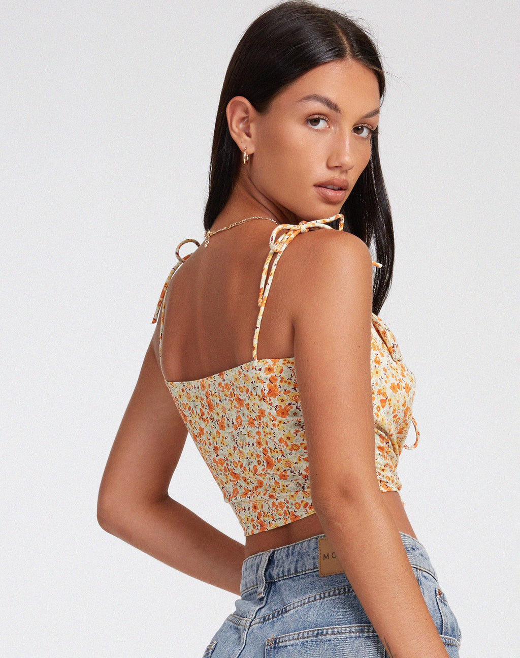 Kali Cami Top in Ditsy Mandarijn
