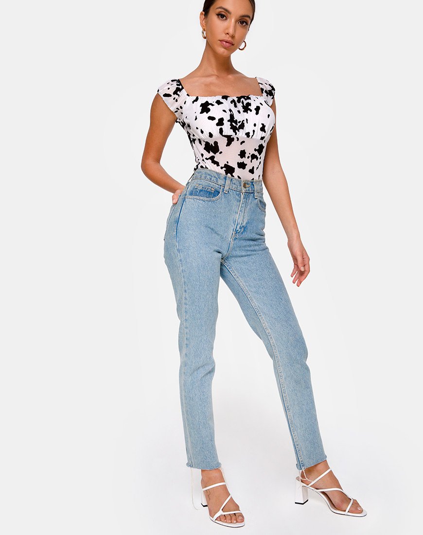 Afbeelding van Kalina Bodice in Flock Dalmatiër Zwart Wit