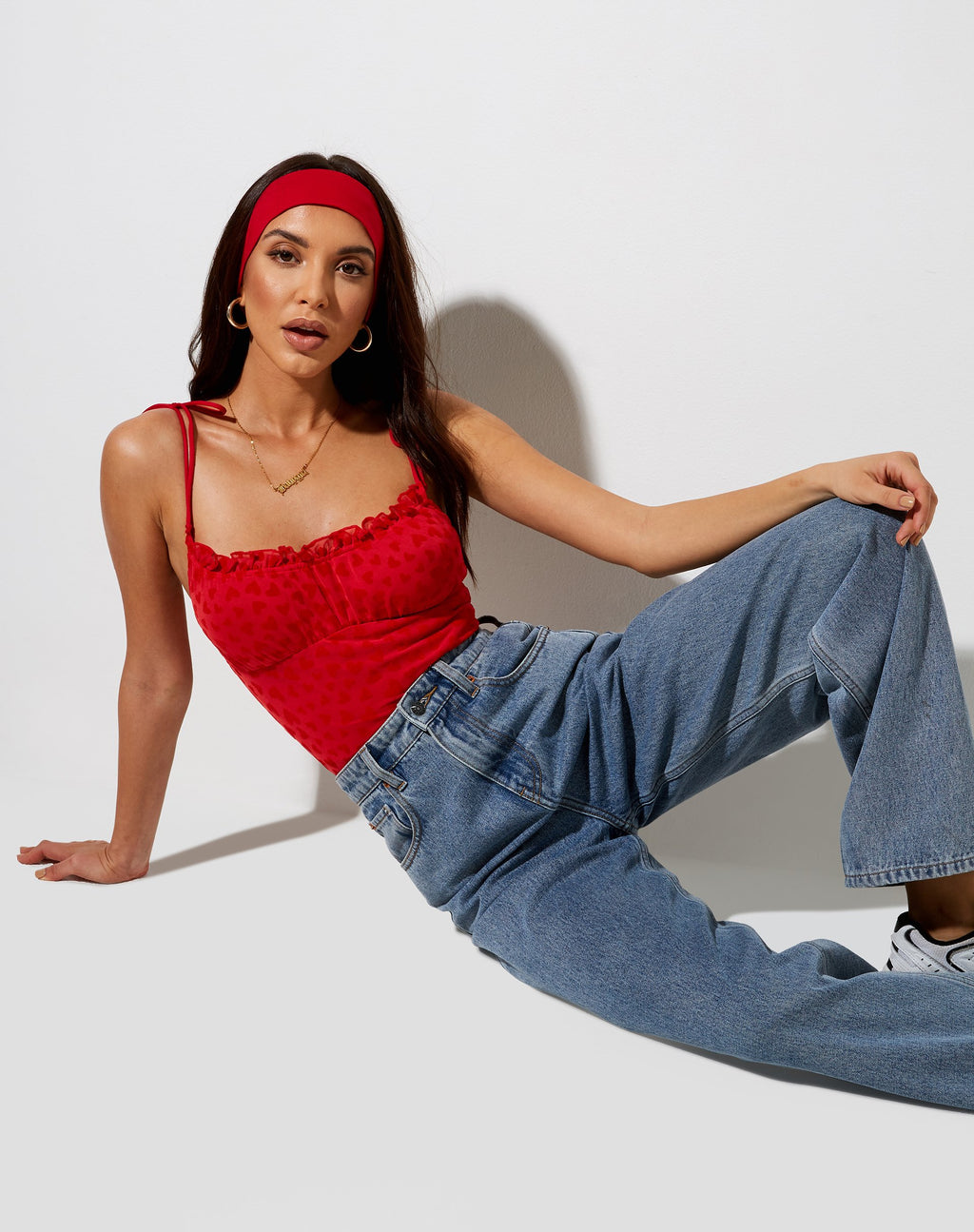 Kalos Cami Top in Rood Mesh Red Heart Flock