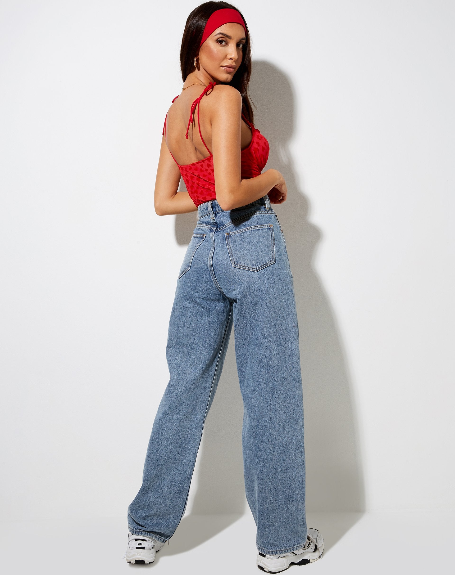 Afbeelding van Kalos Cami Top in Rood Mesh Red Heart Flock