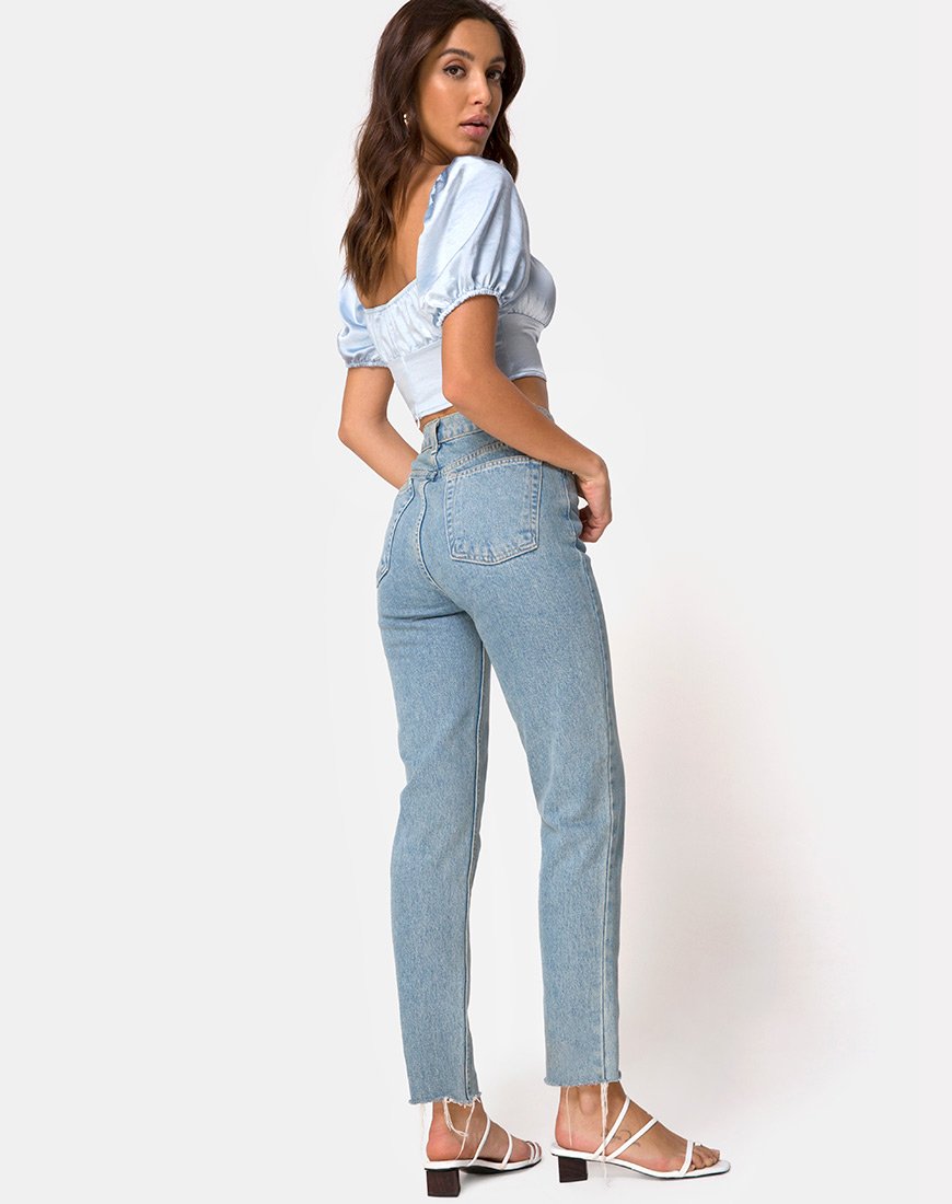 Afbeelding van Kalua Crop Top in Satijn Poederblauw