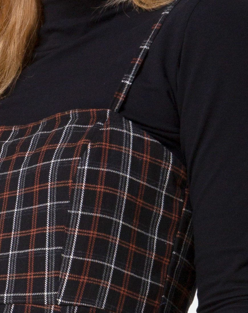 Afbeelding van Kaoya Midi Dress in Check Zwart en Oranje