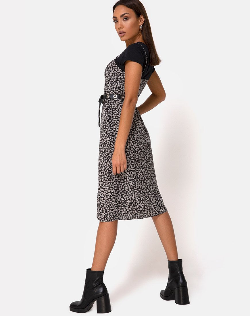 Afbeelding van Kaoya Midi Dress in Ditsy Rose Zwart