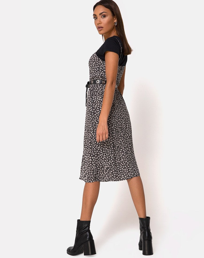 Afbeelding van Kaoya Midi Dress in Ditsy Rose Zwart