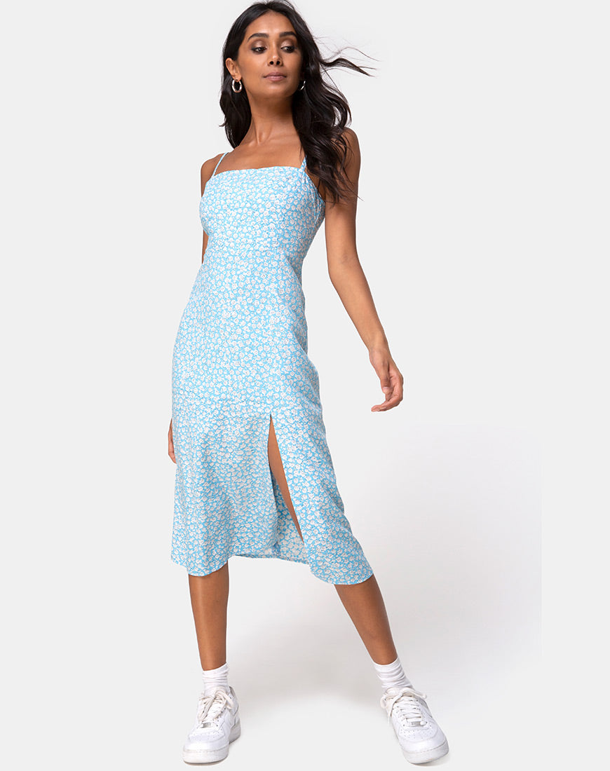 Afbeelding van Kaoya Midi Dress in Ditsy Rose Blue