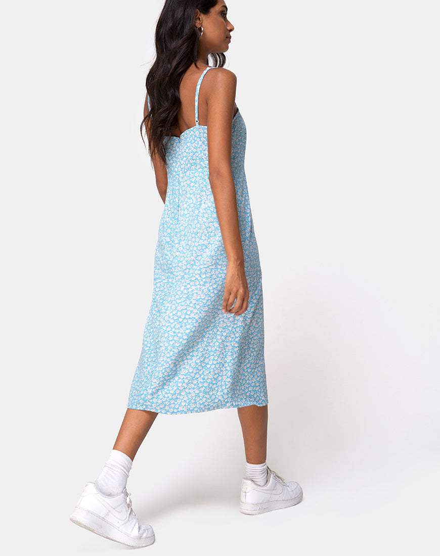 Afbeelding van Kaoya Midi Dress in Ditsy Rose Blue