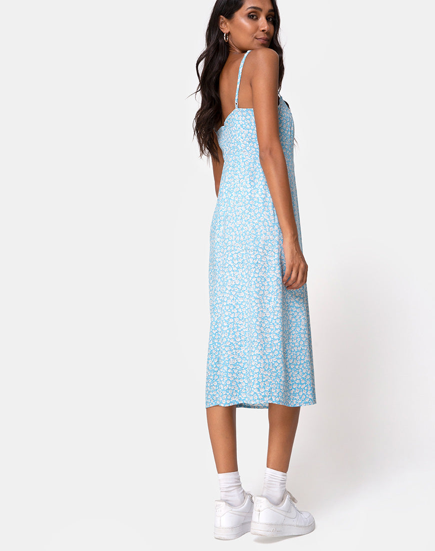 Afbeelding van Kaoya Midi Dress in Ditsy Rose Blue