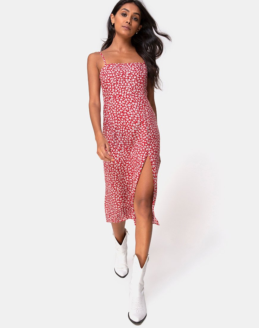 Afbeelding van Kaoya Midi Dress in Ditsy Rose Red