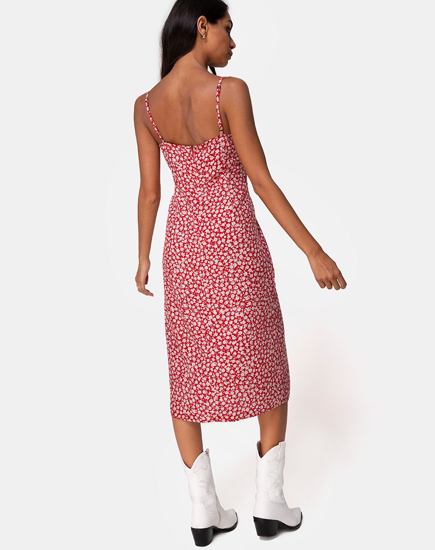 Afbeelding van Kaoya Midi Dress in Ditsy Rose Red