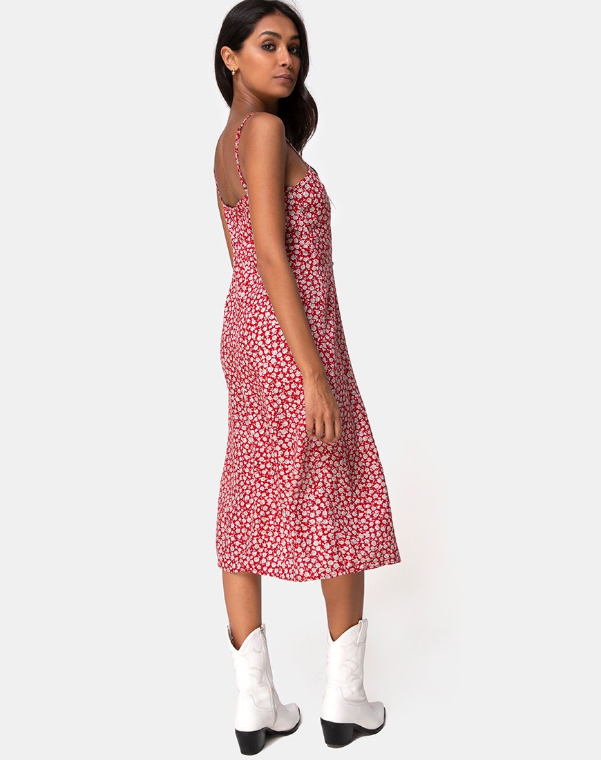 Afbeelding van Kaoya Midi Dress in Ditsy Rose Red