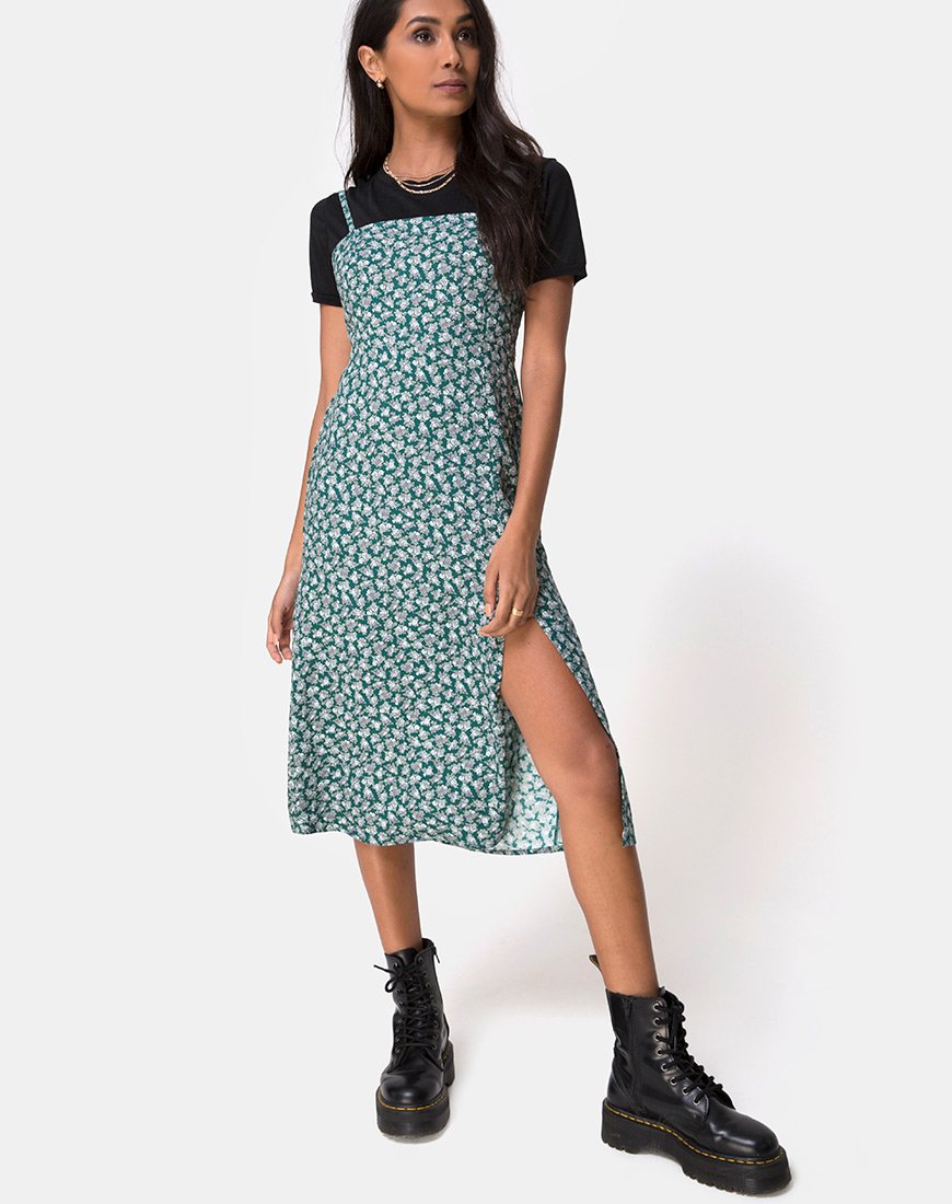 Afbeelding van Kaoya Midi Dress in Floral Bloom Green